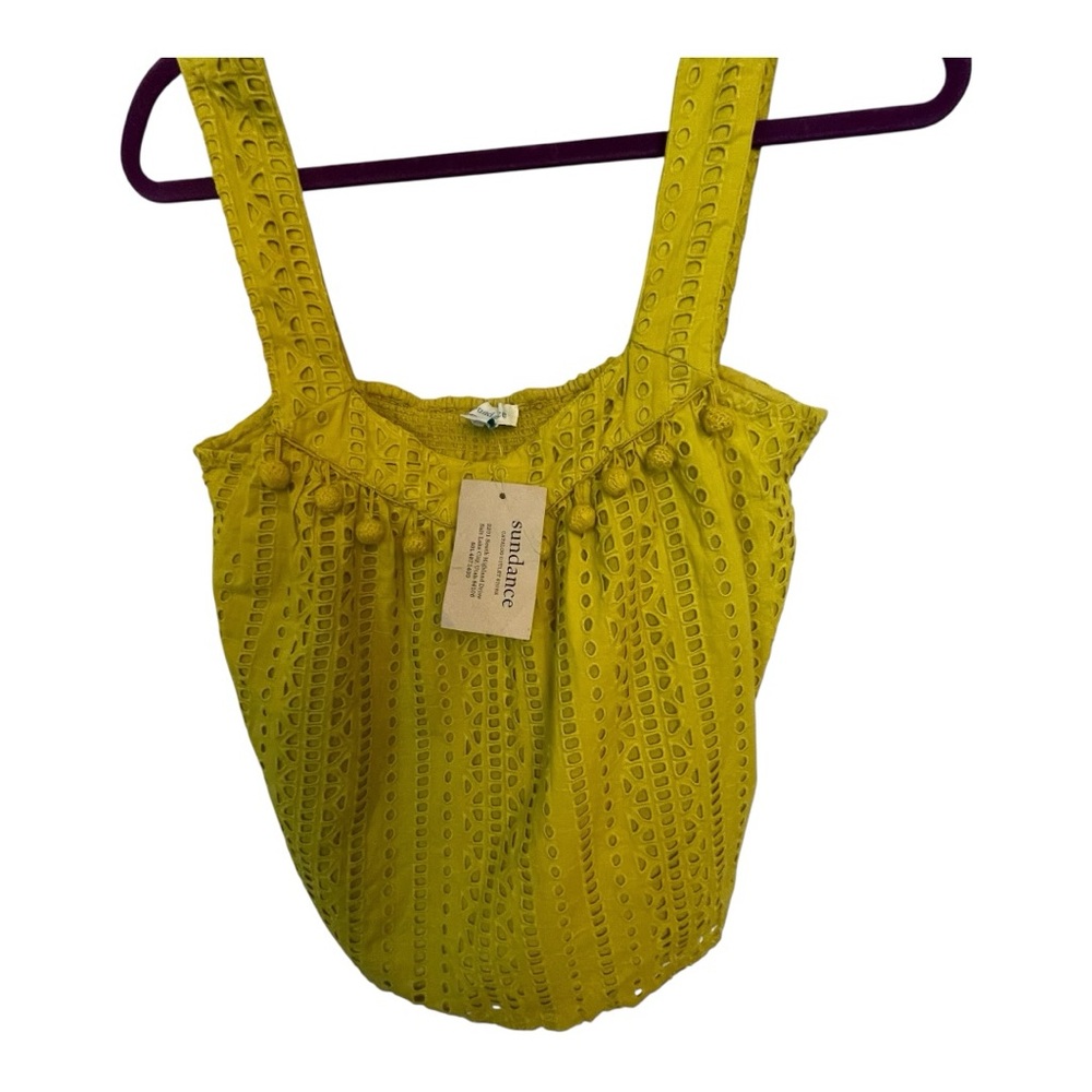 Sundance Yellow Cropped Tank with embellishments - Picture 2 of 4
